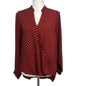 The Limited Blouse Top size Small Black Red Plaid Lumberjacket Career Casual